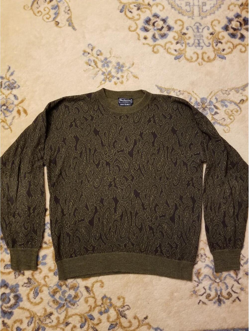 Vintage Burberrys Of London Jumper Sweater Womens XL 90s Crew Green USA Union